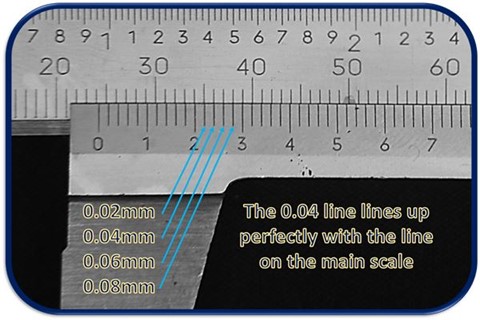 Sådan bruges en Vernier Caliper metrisk vernier skala hundrededele